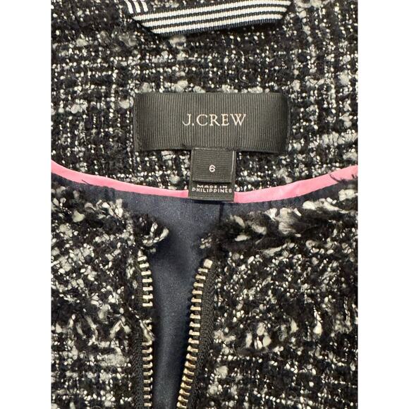 Size 6 J.Crew Tweed Swing Lady Coat Black Wool Blend Fringe Trim Coat MSRP $198 - Picture 6 of 13